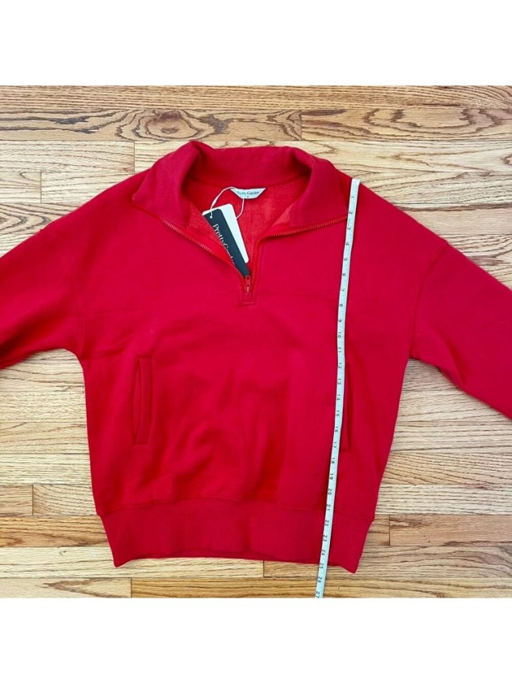 NWT Pretty Garden Brick Red Quarter-Zip Oversized Sweatshirt M Soft Cozy Preppy - Picture 7 of 9